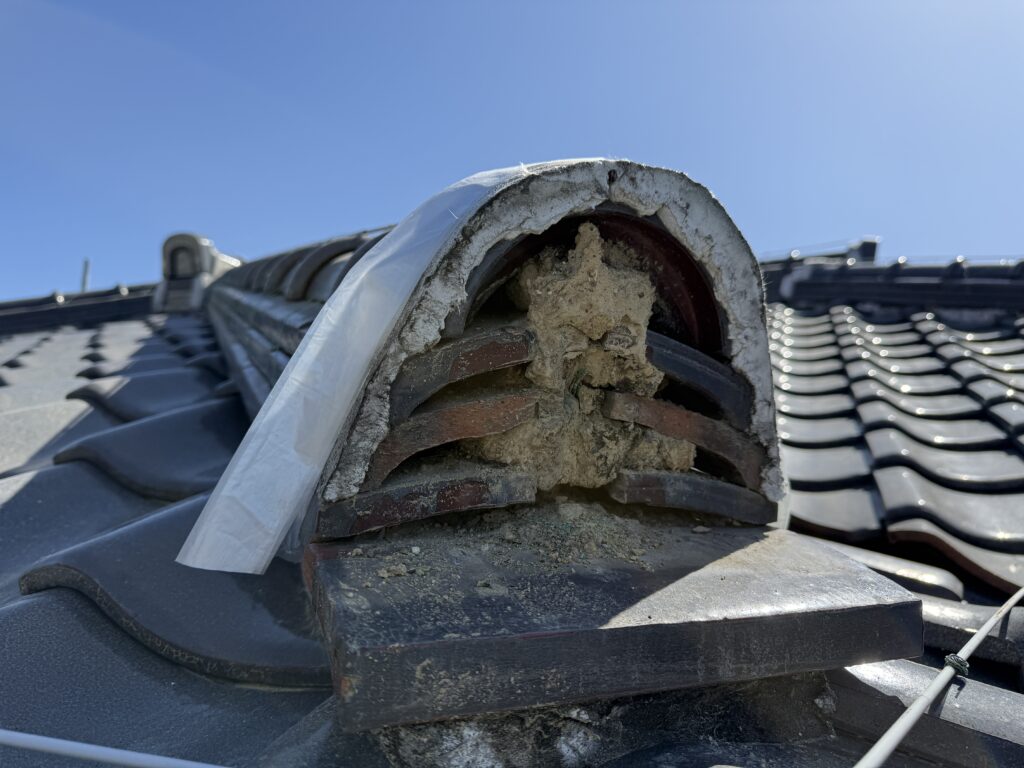 落下してしまった鬼瓦